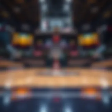 Basketball court with betting odds displayed