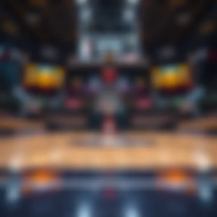 Basketball court with betting odds displayed