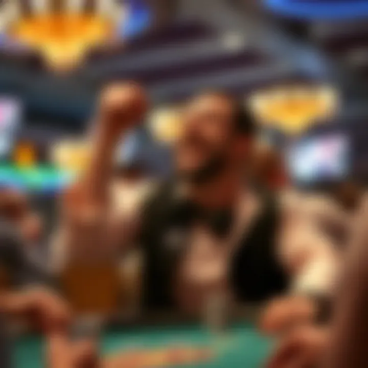 A successful poker player celebrating a victory at a tournament