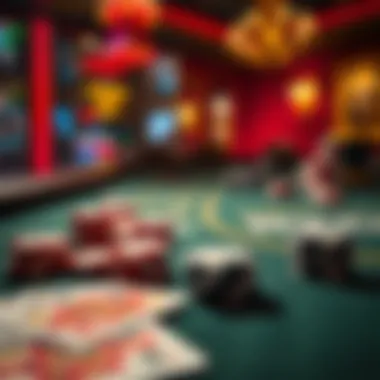 Detailed view of NH Poker table setup A close-up view of a poker table showcasing NH Poker chips and cards.