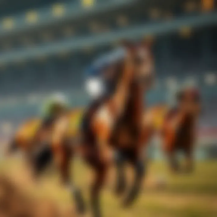 A racehorse in motion during a competition