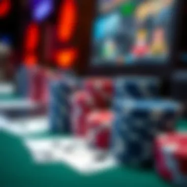 Close-up of poker chips and cards in online discussion