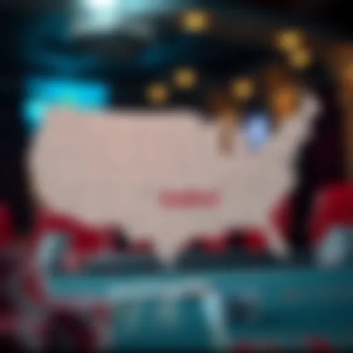 Map of United States highlighting states with FanDuel betting