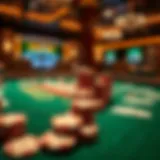 Texas poker table setup with chips and cards