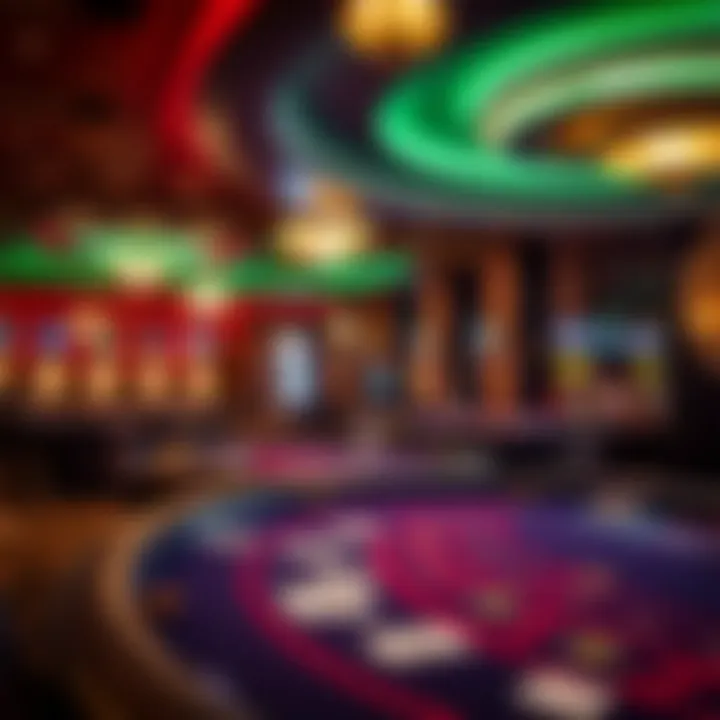 An engaging atmosphere in a casino featuring blackjack tables