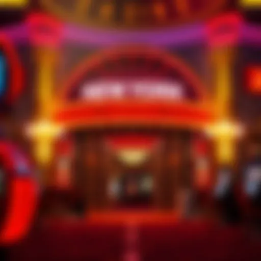Entrance to a prominent casino in New York showcasing vibrant lights