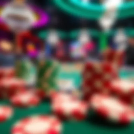Vibrant Casino Chips Display Colorful representation of casino chips on a gaming table