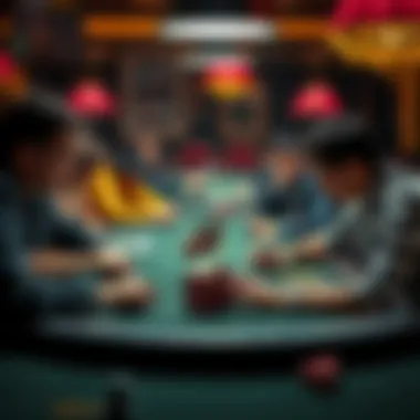 Intense Gameplay at a Poker Table An intense poker table scene showcasing players in deep thought