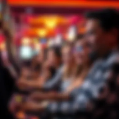 A group of diverse players experiencing the emotional highs of slot gaming