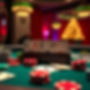 Three Card Poker Game Setup Illustration of three card poker game setup with cards and chips